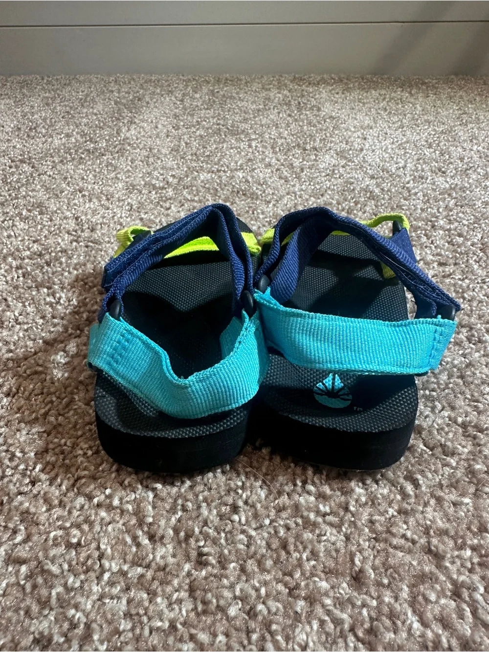 Kids Adjustable Sport Sandals in Blue, Teal and Neon Yellow